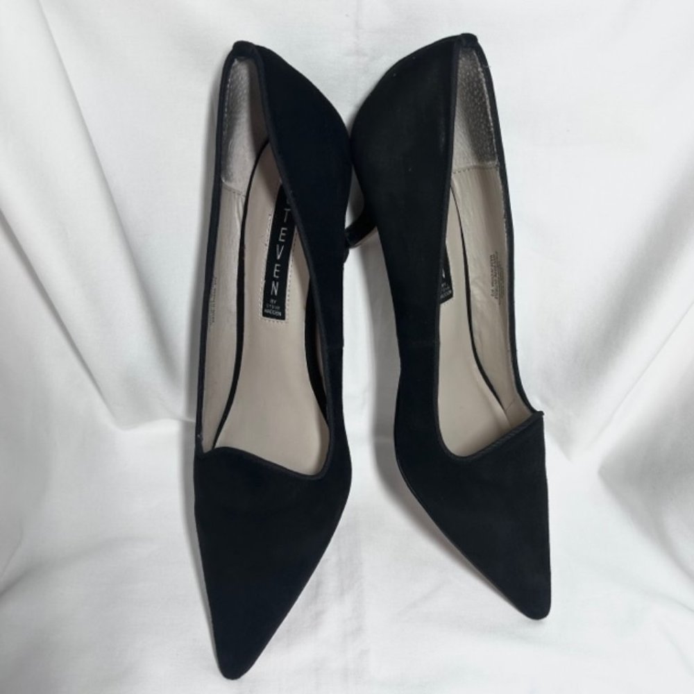 STEVEN by Steve Madden -Corry Black Suede Pointed Toe Heels